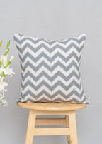 Ikat Chevron Geometric prints 100% cotton cushion cover for sofa - Grey, Nile Blue, Yellow