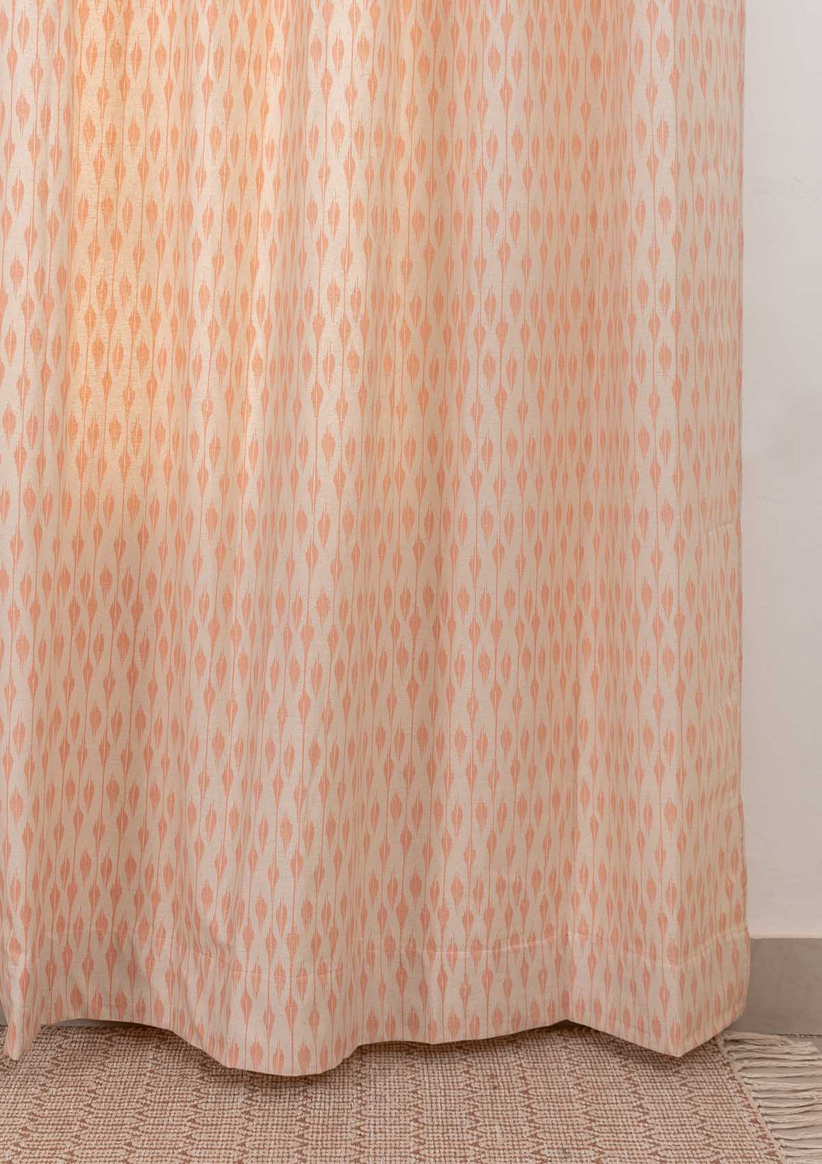 Chenab ethnic prints 100% cotton curtain for living room - Room darkening - Beige - Single panel