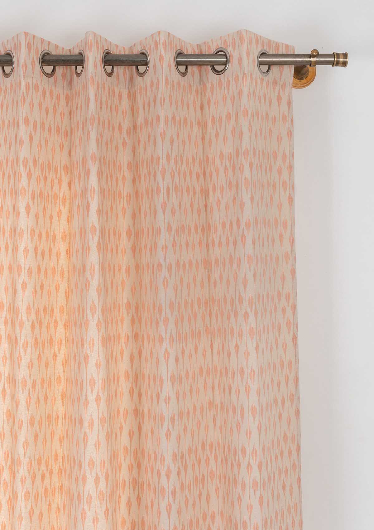 Chenab ethnic prints 100% cotton curtain for living room - Room darkening - Beige - Single panel