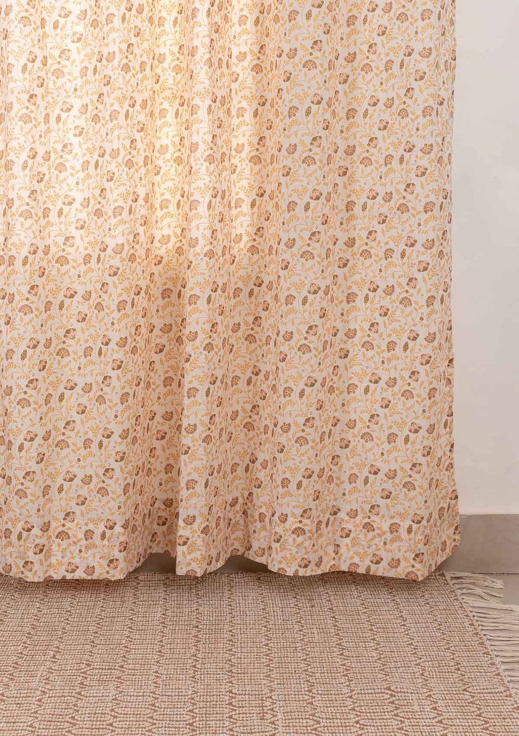 Calico ethnic prints 100% cotton sheer curtain for living room - Light filtering - Amber - Single Panel