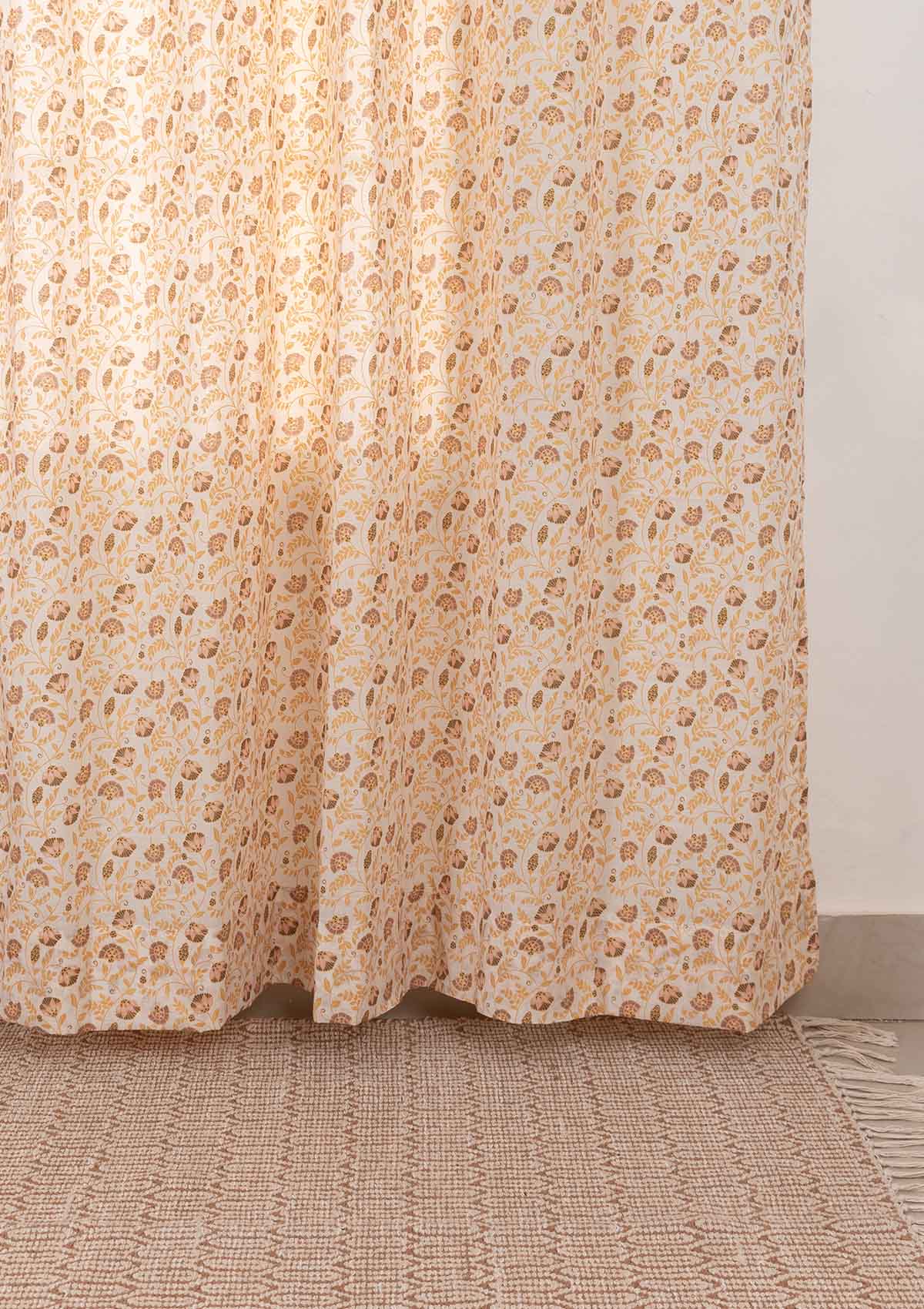Calico ethnic prints 100% cotton sheer curtain for living room - Light filtering - Amber - Single Panel