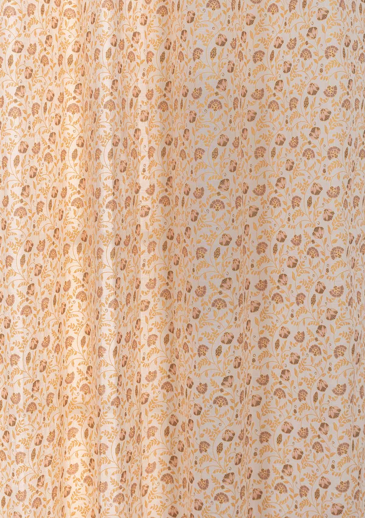 Calico ethnic prints 100% cotton sheer curtain for living room - Light filtering - Amber - Single Panel