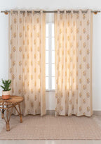 Indus ethnic prints 100% cotton curtain for living room - Room darkening - Amber - Single panel