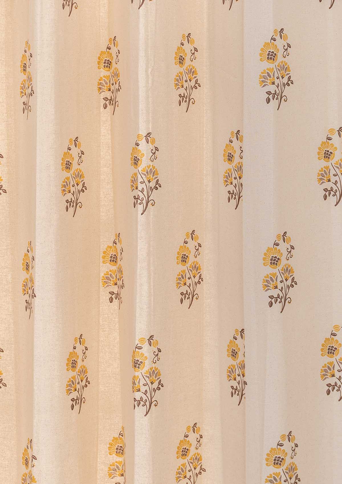Indus ethnic prints 100% cotton curtain for living room - Room darkening - Amber - Single panel