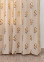 Indus ethnic prints 100% cotton curtain for living room - Room darkening - Amber - Single panel