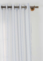 Oriental Stripes Geometric printed 100% Cotton Sheer curtain for Living room & bedroom - Light filtering - Powder Blue - Single Panel