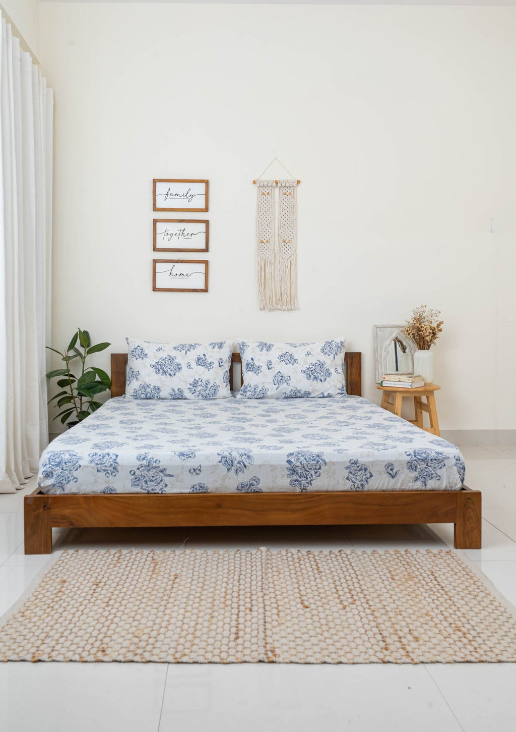 Bird Song floral design printed 100% cotton super soft Flat Sheet with 2 pillow covers 108x108 Inch