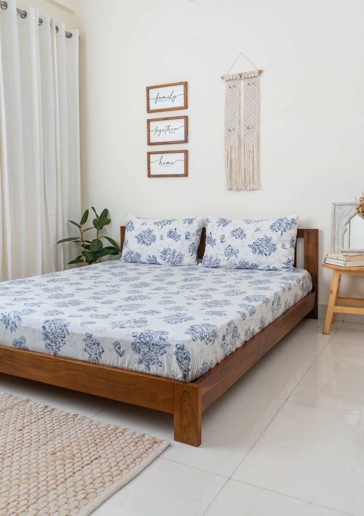 Bird Song floral design printed 100% cotton super soft Flat Sheet with 2 pillow covers 108x108 Inch