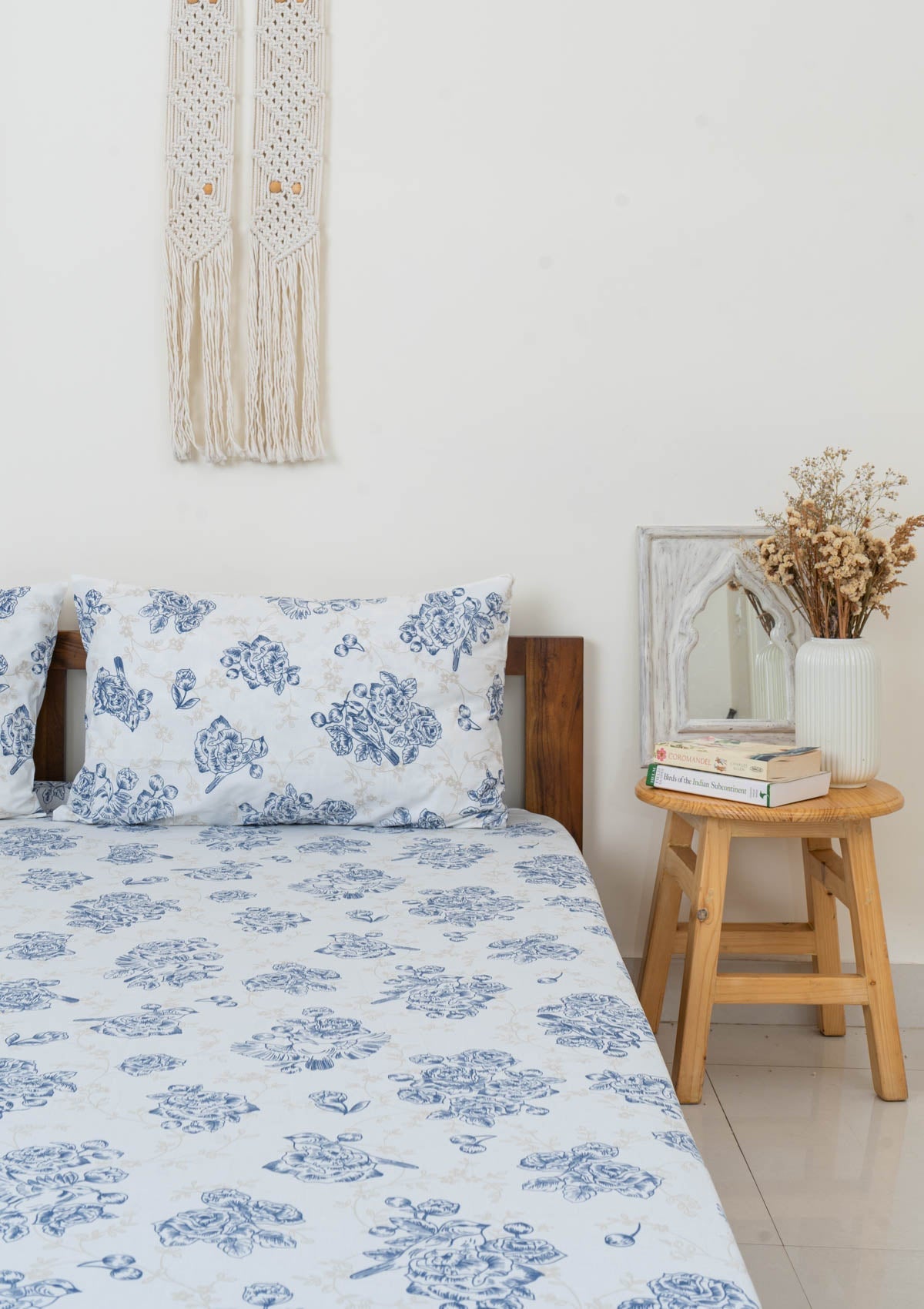 Bird Song floral design printed 100% cotton super soft Flat Sheet with 2 pillow covers 108x108 Inch