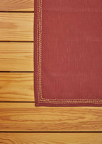 Burnt Brick with border stitch 100% cotton table cloth for 4 seater, 6 seater, 8 seater for dining table - Red