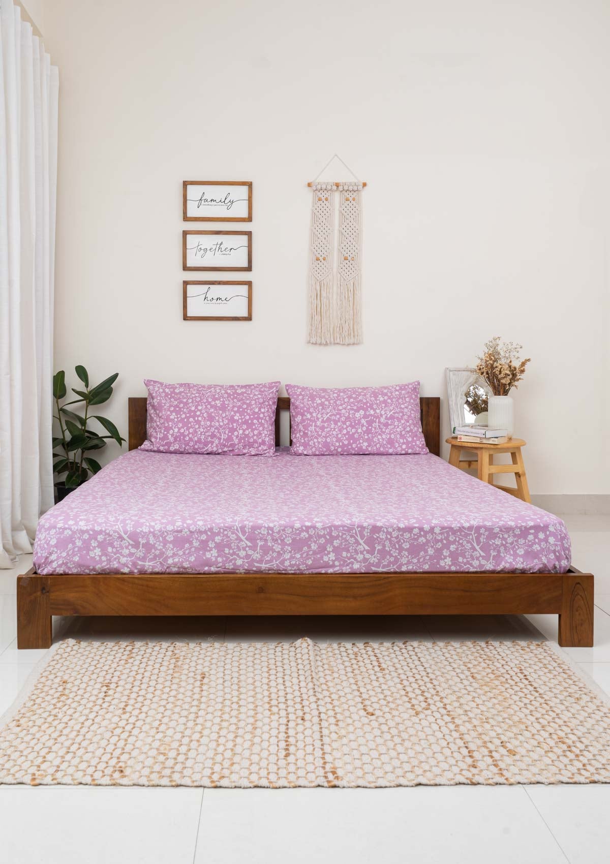 Cherry Blossom Fitted Sheet - Lilac