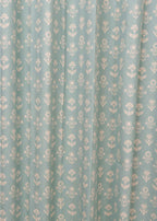 Dahlia floral printed 100% cotton curtain for Living room and Bed room - Room darkening - Mustard, Nile Blue and Rust