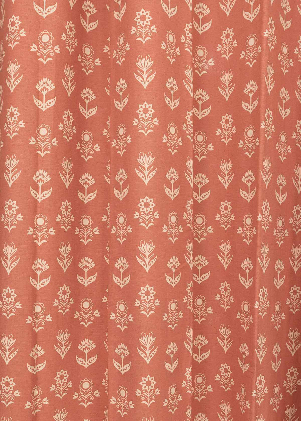 Dahlia floral printed 100% cotton curtain for Living room and Bed room - Room darkening - Mustard, Nile Blue and Rust