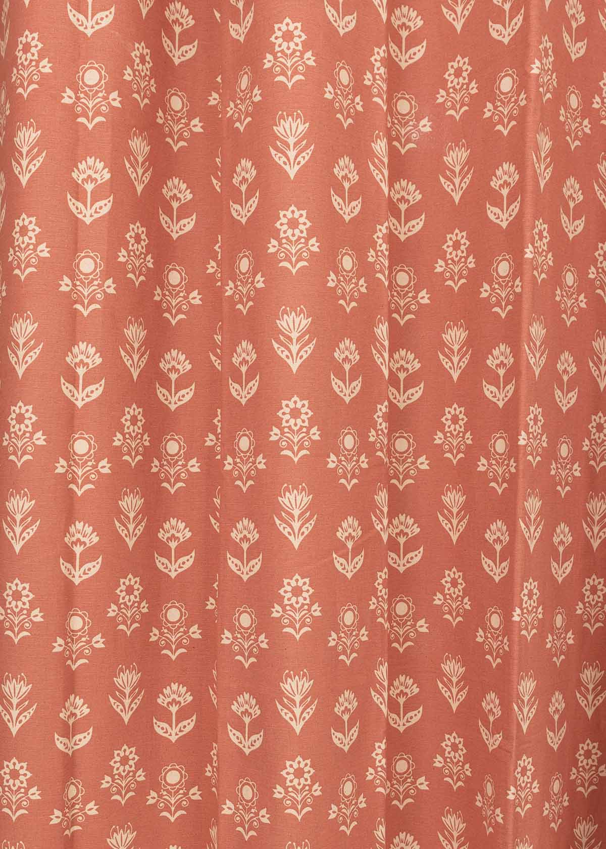 Dahlia floral printed 100% cotton curtain for Living room and Bed room - Room darkening - Mustard, Nile Blue and Rust