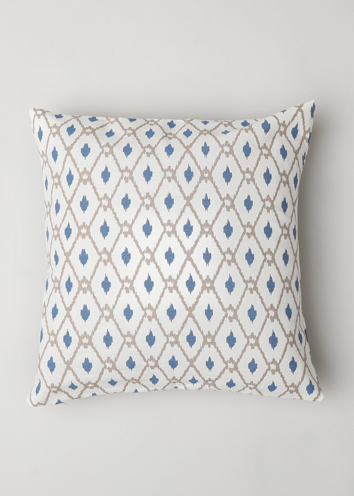 Diamond Yard 100% cotton geometric cushion cover for sofa - White & Blue