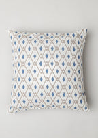 Diamond Yard 100% cotton geometric cushion cover for sofa - White & Blue