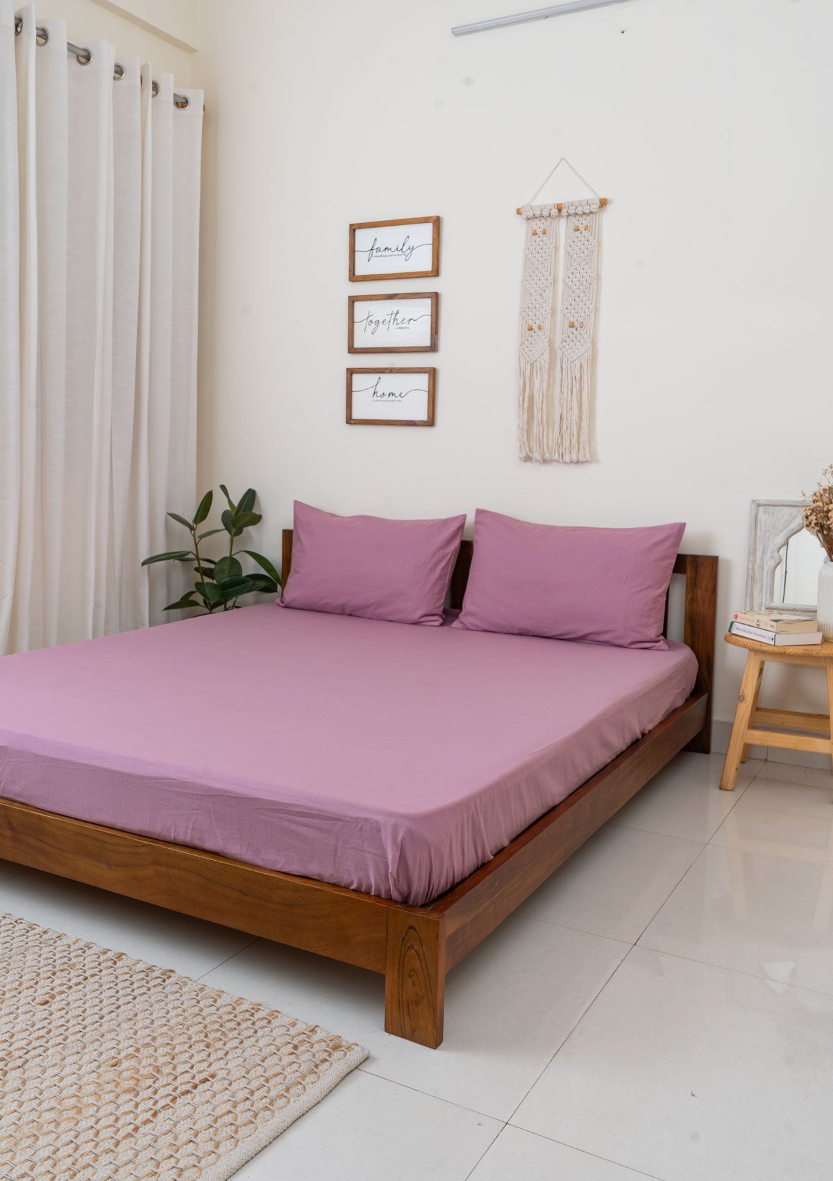 Solid colors dyed 100% cotton soft feel Flat sheets with pillow covers - Rust, Royal Blue, Lavender
