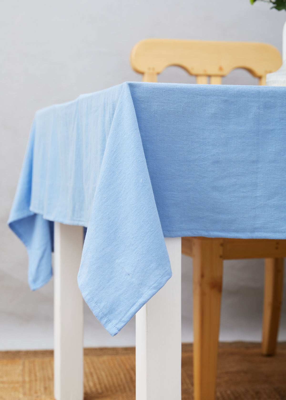 Powder Blue 100% cotton plain table cloth for 4 seater or 6 seater dining - Powder Blue