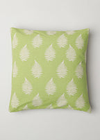 Ferns Printed 100% cotton floral cushion cover for sofa - Green