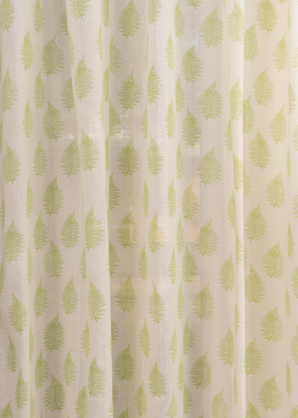 Floating Ferns 100% Sheer floral curtain for Living room & bedroom - Light filtering - Green