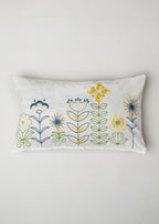Flowerbed embroidered 100% cotton floral cushion cover for sofa - Multicolor