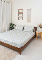 Fluttering Swallows floral prints 100% cotton Flat sheet with pillow covers