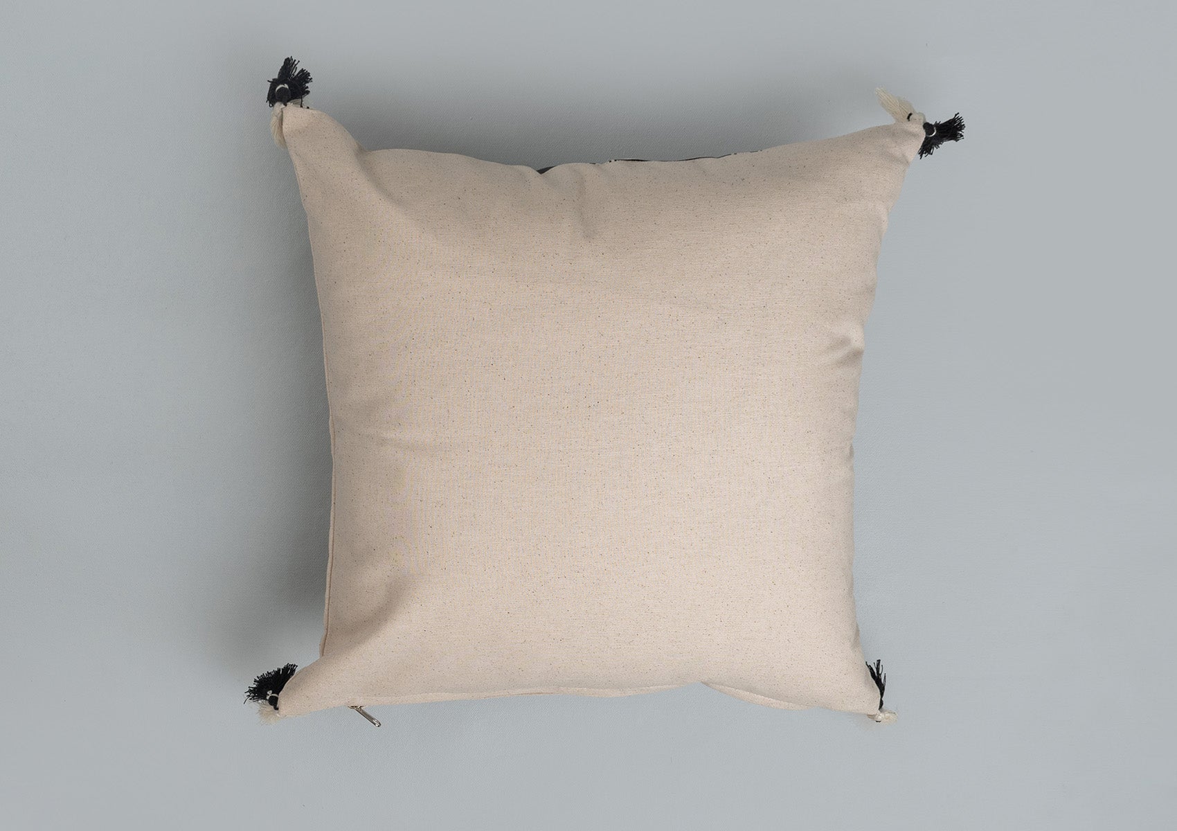 Saga boho geometric prints with tassles 100% cotton cushion cover for sofa - Black
