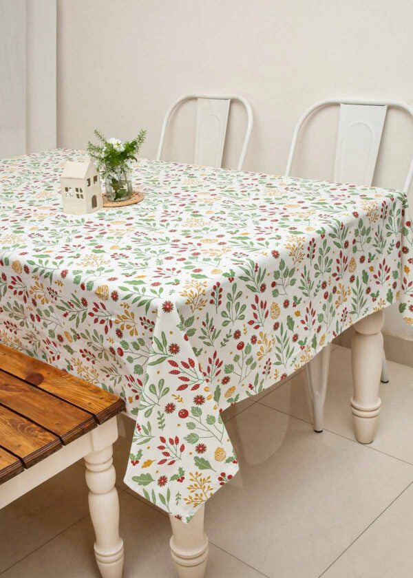 Foraged Berries floral prints 100% cotton table cloth for 4 seater, 6 seater, 8 seater for dining table