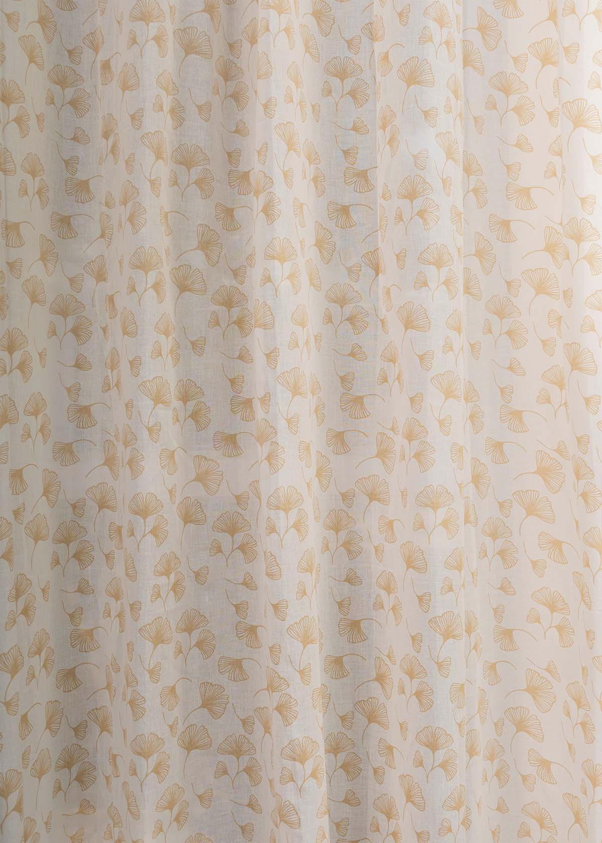 Gingko floral prints 100% cotton sheer curtain for living room -  Light filtering - Multicolor - Single Panel