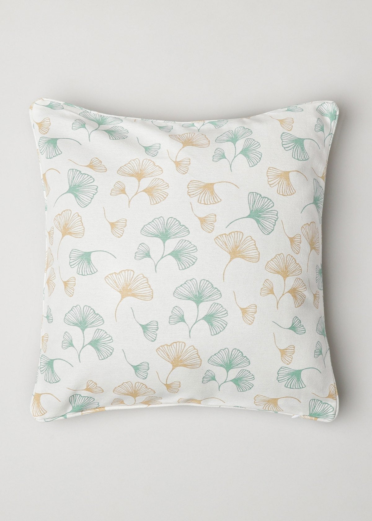 Gingko Printed 100% cotton floral cushion cover for sofa - Nile Blue