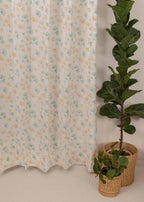 Gingko floral prints 100% cotton curtain for living room - Room darkening - Nile Blue - Single Panel