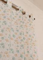 Gingko floral prints 100% cotton curtain for living room - Room darkening - Nile Blue - Single Panel