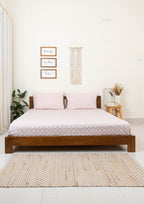 Moroccon printed 100% cotton Flat sheet with pillow covers - Blush