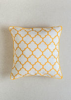 Trellis geometric Prints with piping 100% cotton cushion cover for sofa - Mustard, Walnut Grey