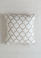 Trellis geometric Prints with piping 100% cotton cushion cover for sofa - Mustard, Walnut Grey