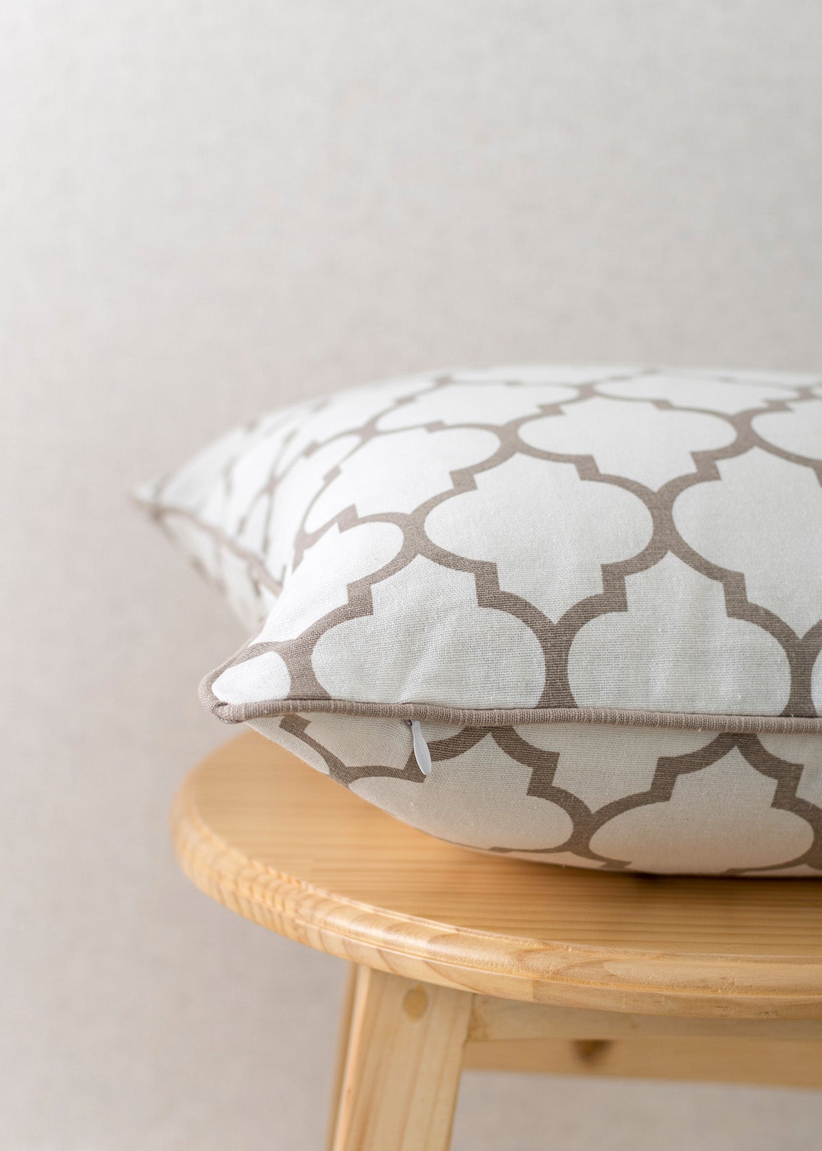 Trellis geometric Prints with piping 100% cotton cushion cover for sofa - Mustard, Walnut Grey