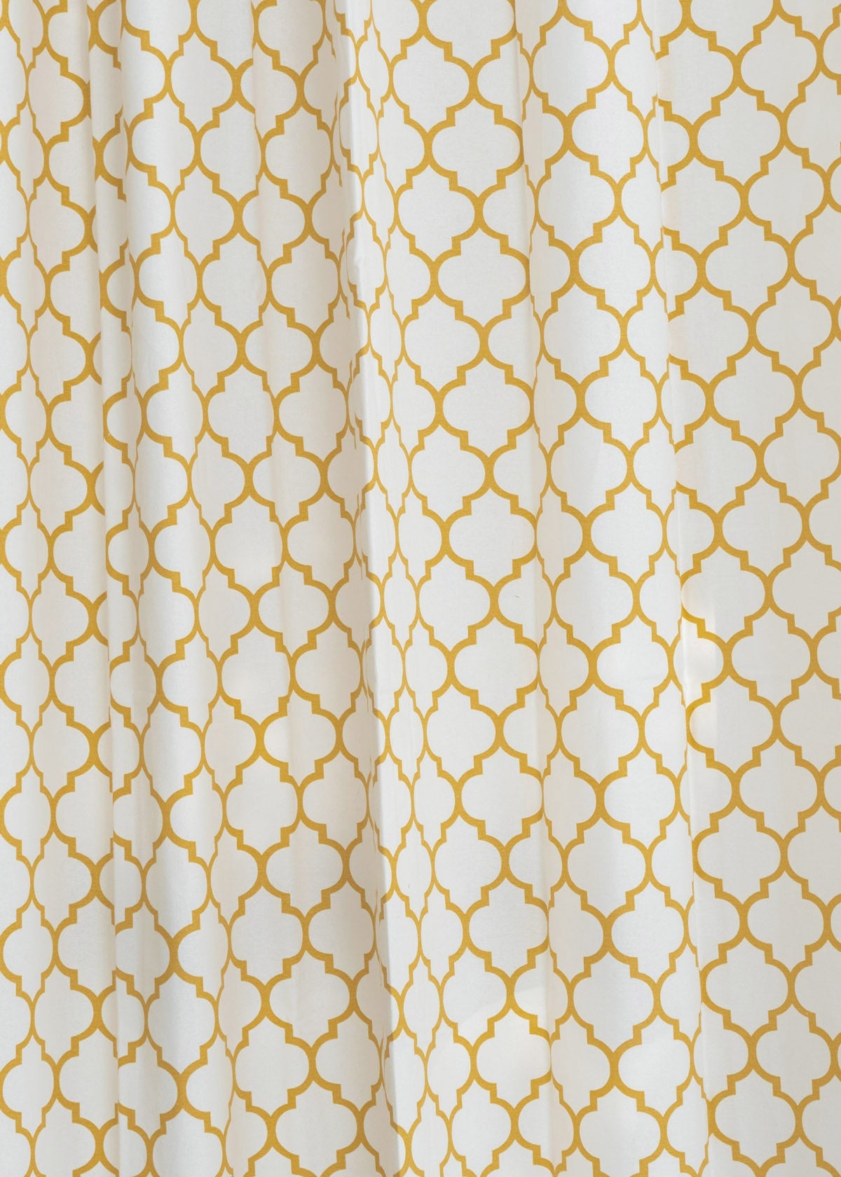 Trellis Printed 100% Customizable Cotton geometric curtain for bed room - Room darkening - Mustard