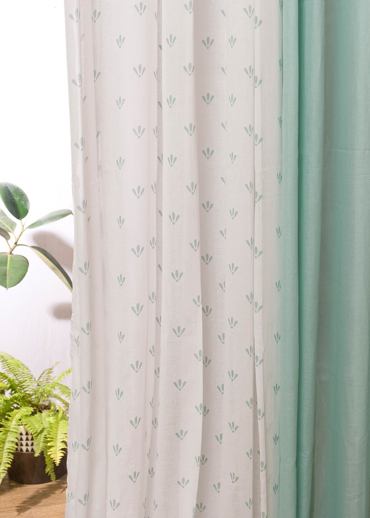 Aniseed Nile Blue Sheer, Nile Blue Solid Sheer Set Of 4 Combo Cotton Curtain - Nile Blue