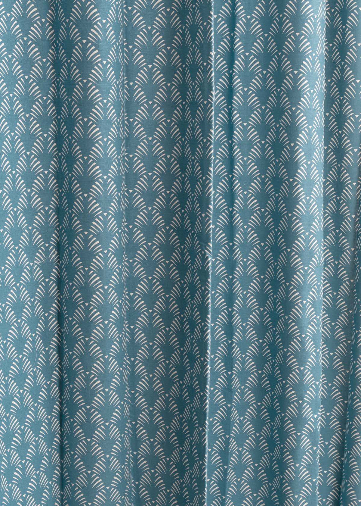 Pergola geometric prints 100% cotton curtain for Living room & Bed room - Room darkening - Indigo, Nile Blue - Single Panel
