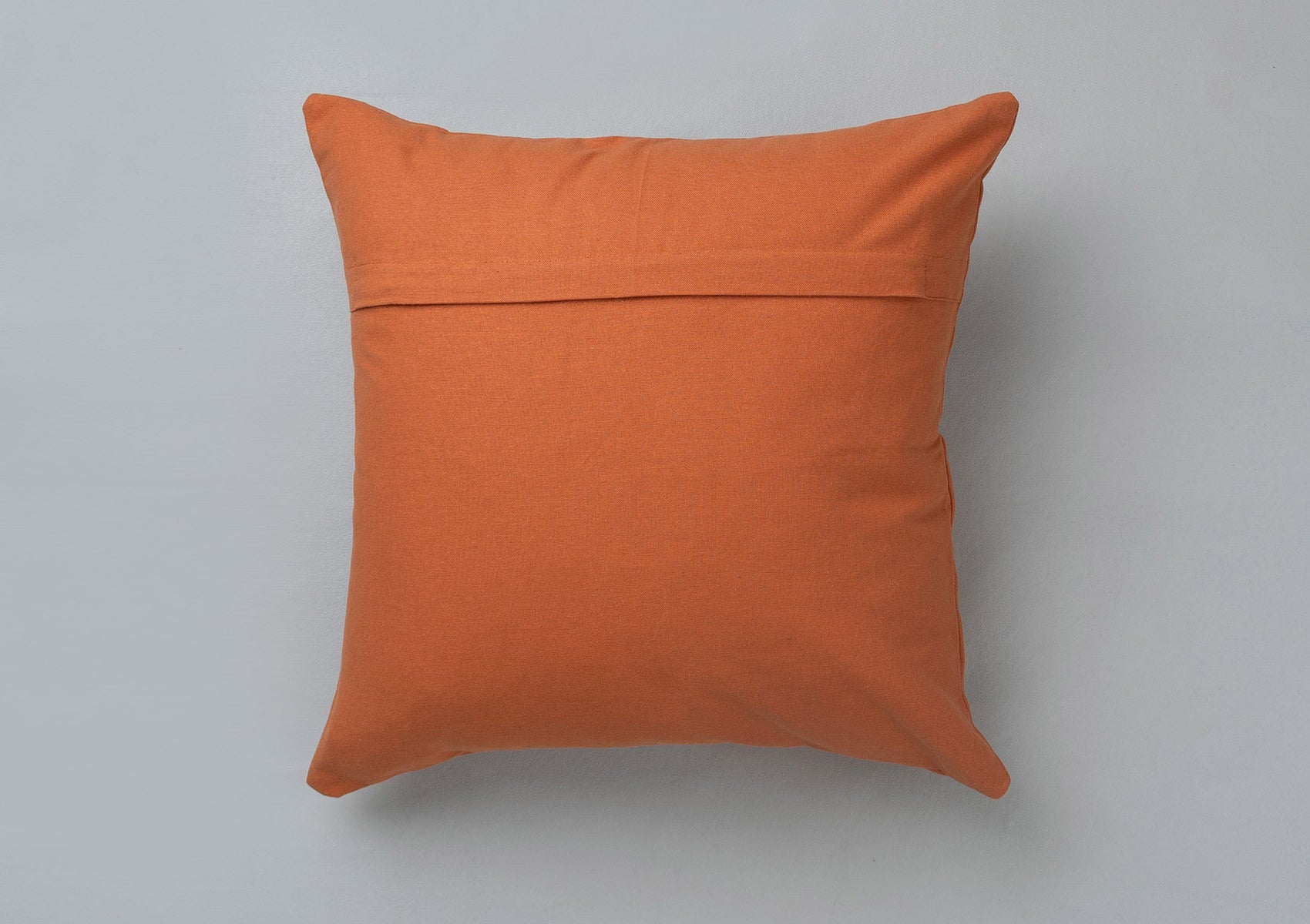 Poppy floral embroidered 100% cotton cushion cover for sofa - Orange