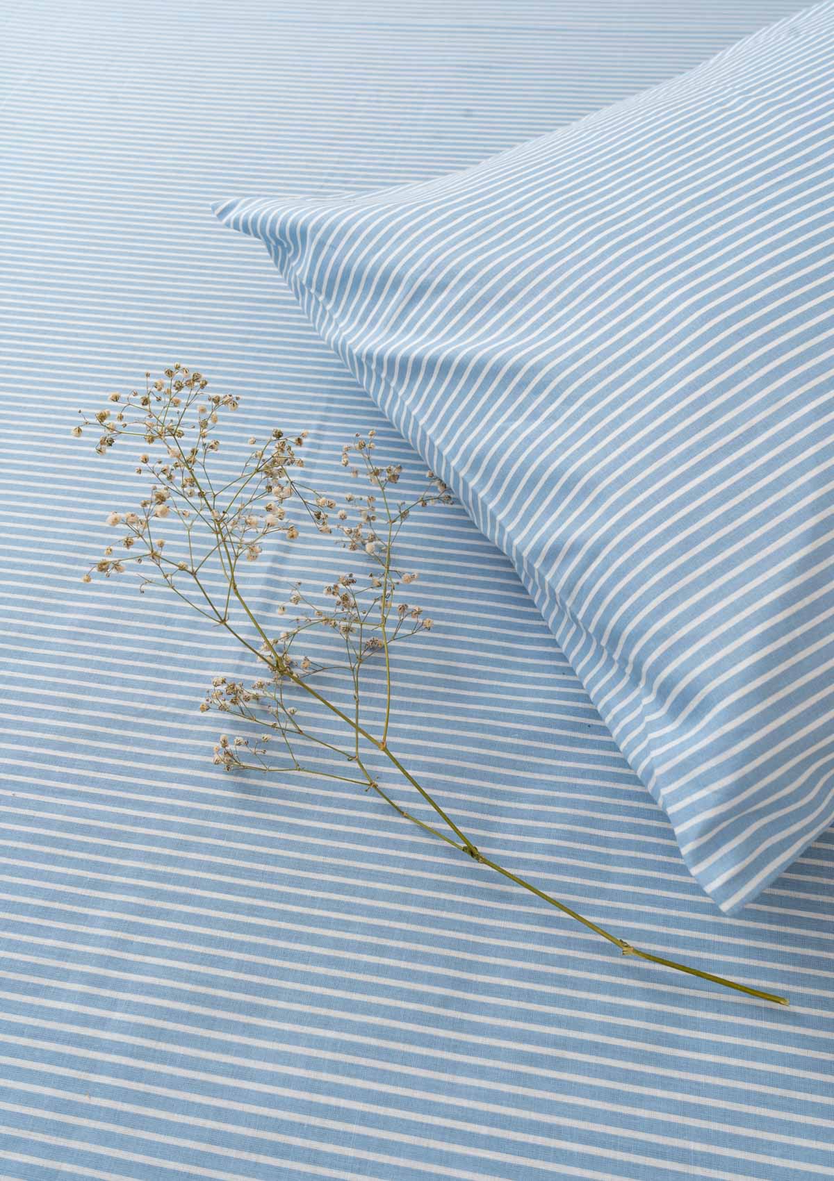 Stripes Flat Sheet - Powder Blue