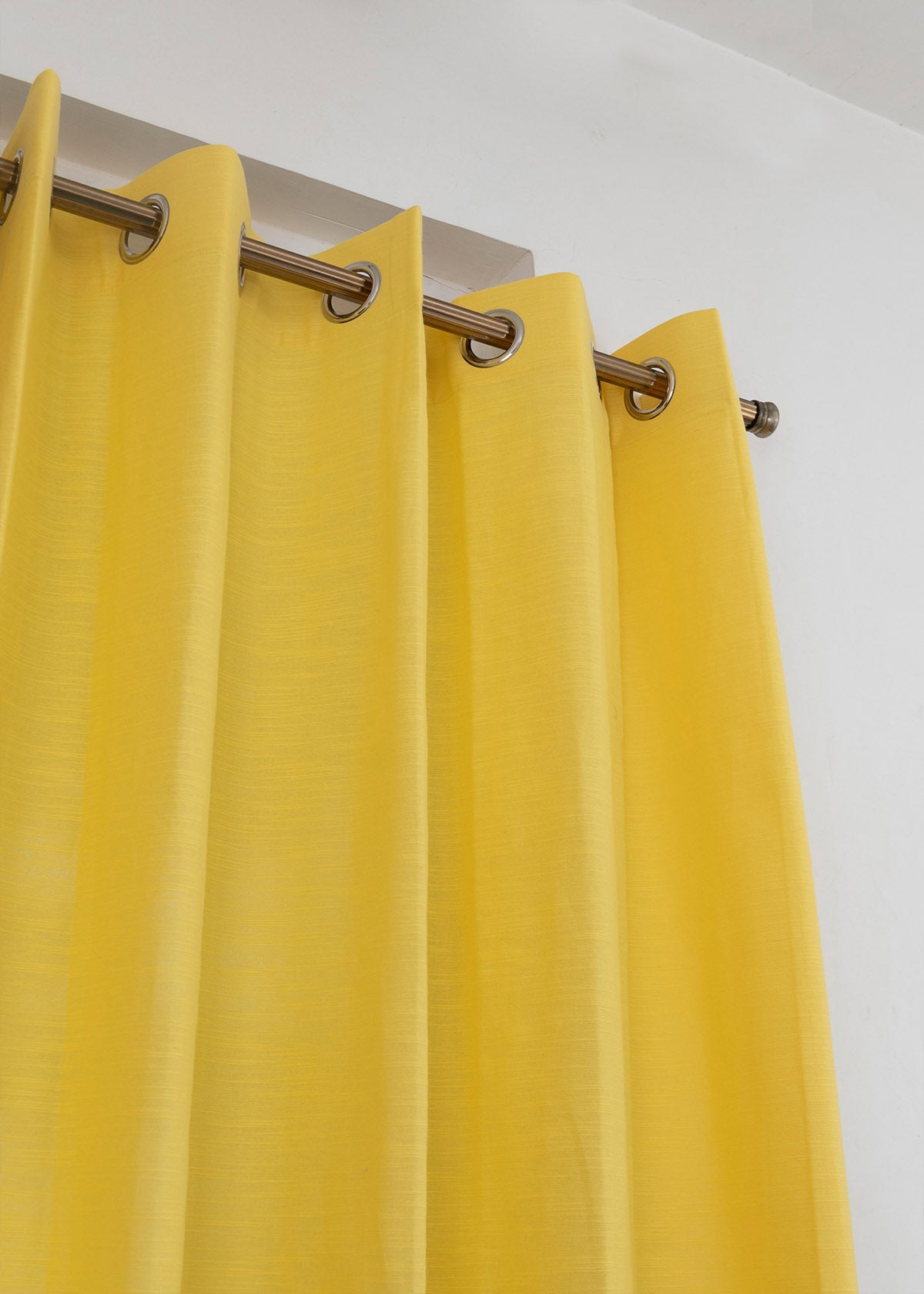 Solid Primrose yellow 100% cotton plain curtain for bedroom - Room darkening - Pack of 1