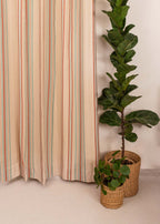 Roman Stripes geometric prints 100% cotton curtain for Living Room and Bed Room - Room darkening - Multicolor, Green - Single Panel