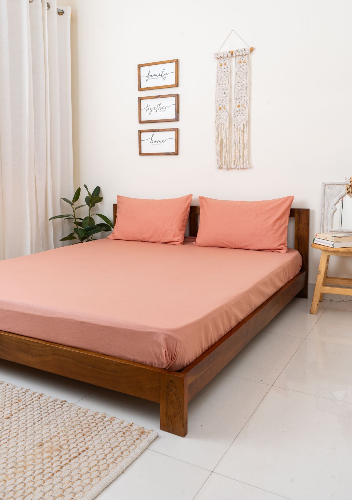 Rose Dawn Solid Fitted sheet - Rust