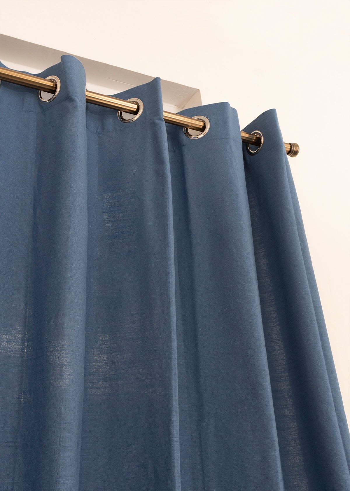 Solid  Royal blue 100% Customizable Cotton plain curtain for bedroom - Room darkening