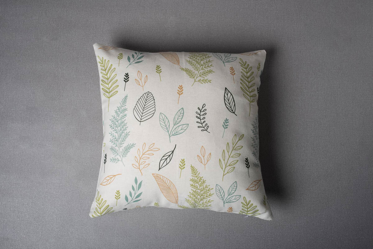 Rustling Leaves floral prints 100% cotton cushion cover for sofa - Green, Multicolor