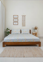 Rustling Leaves in Many Hues 100% cotton Flat sheet with pillow covers - Multicolor