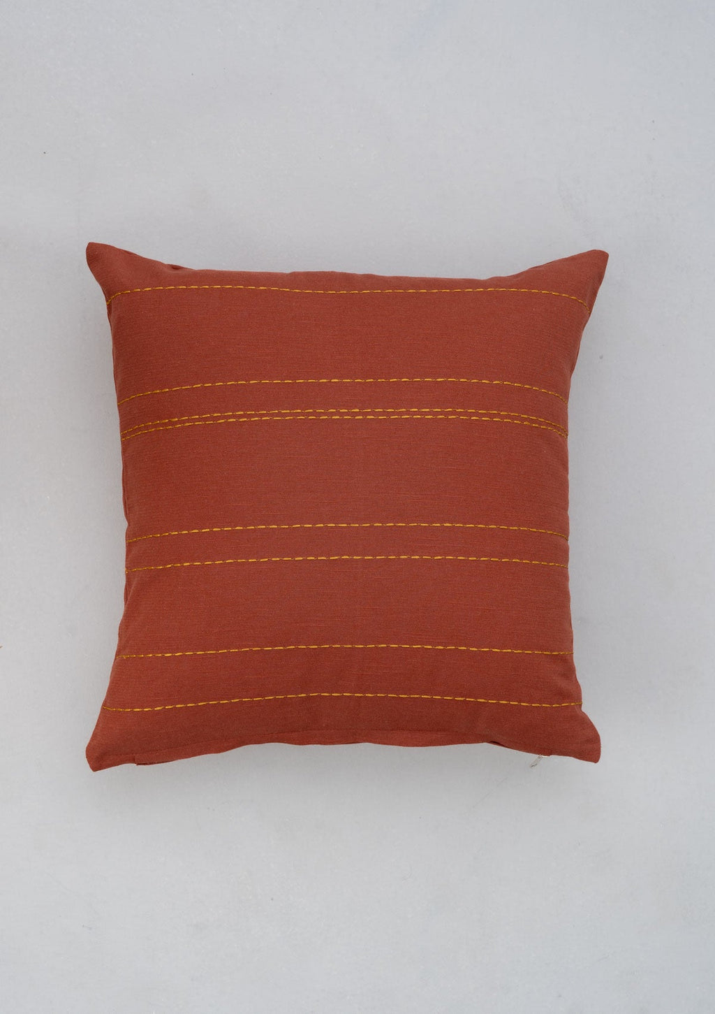 Silk Route Embroidered 100% cotton cushion cover for sofa - Brick Red