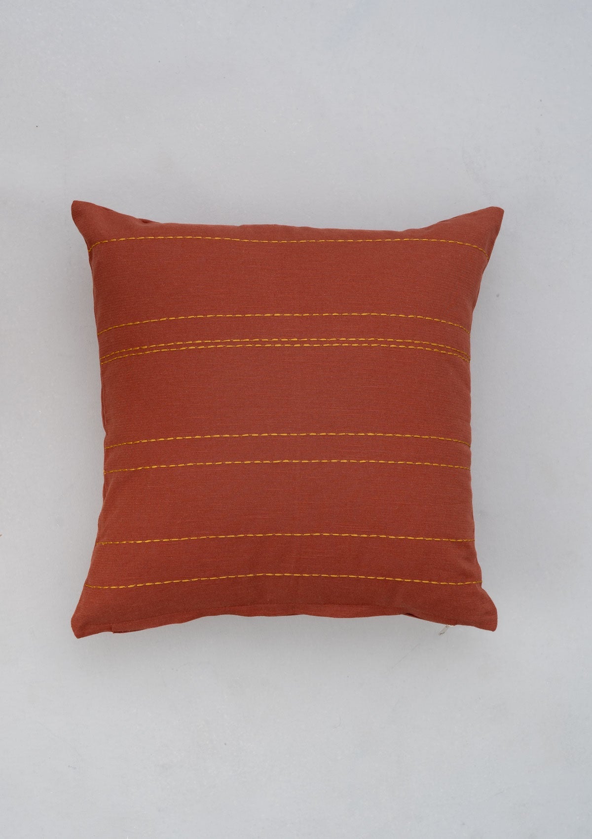 Silk Route Embroidered 100% cotton cushion cover for sofa - Brick Red