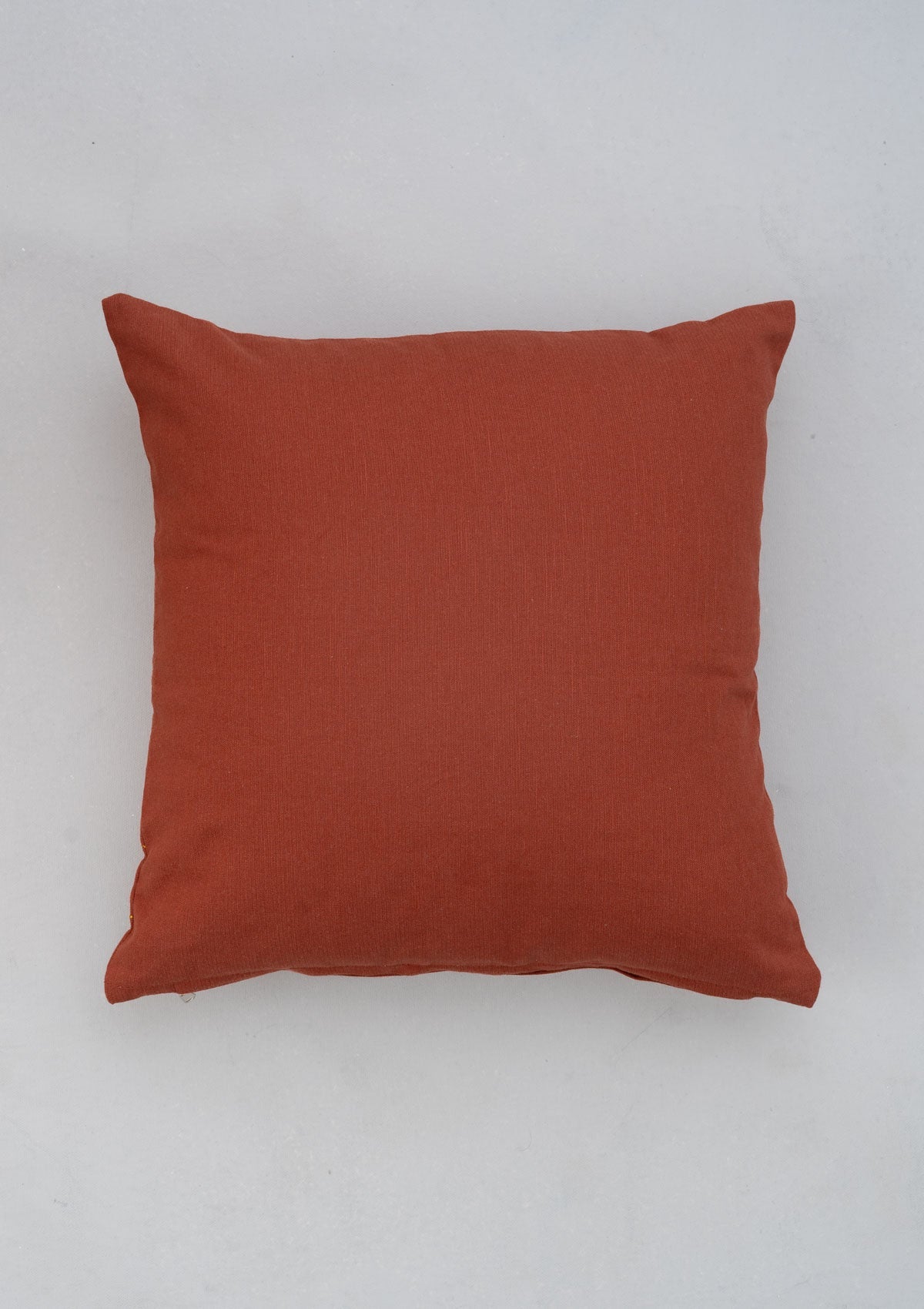 Silk Route Embroidered 100% cotton cushion cover for sofa - Brick Red